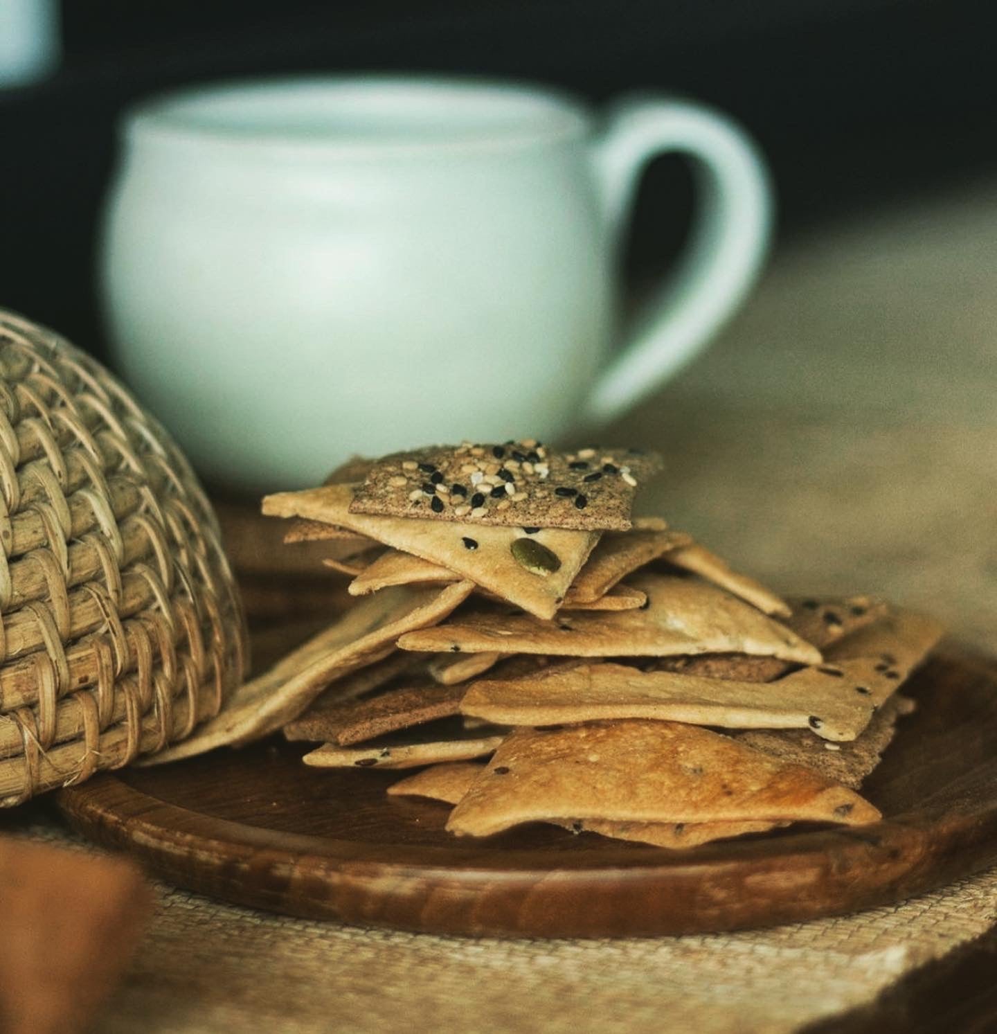 Seeded sourdough crackers